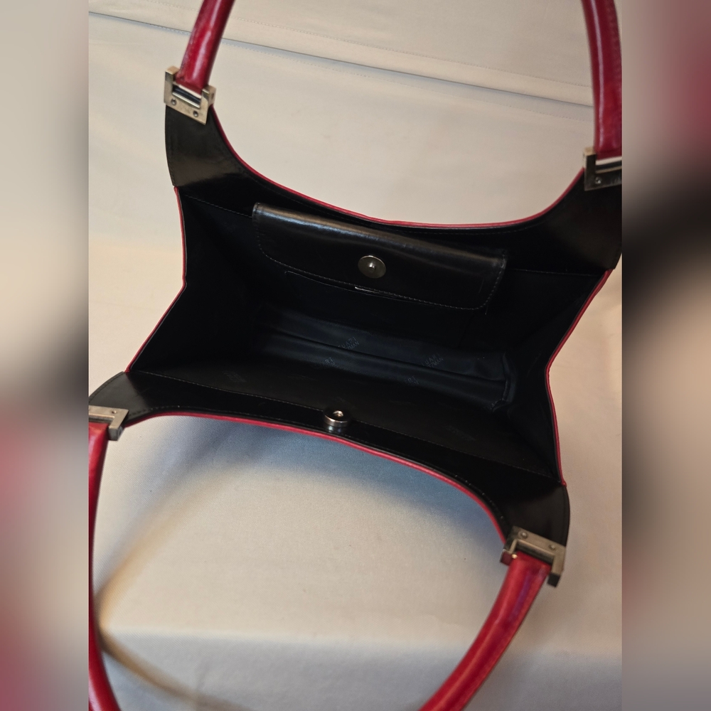 Stuart Weitzman Handbag, Black With Red Trim - image 3